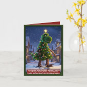 Awesome dinosaur Christmas card Kaart (Gele Bloem)