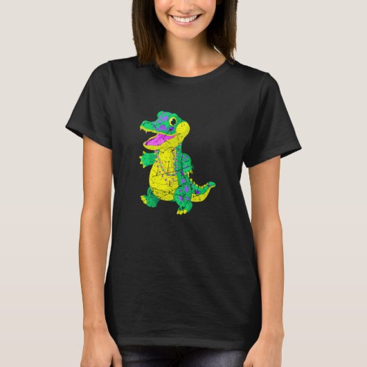 Awesome Festival Madri Gras Alligator Beads Men Wo T-shirt (Voorkant)
