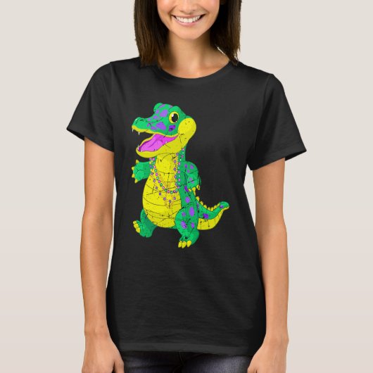 Awesome Festival Madri Gras Alligator Beads Men Wo T-shirt (Voorkant)