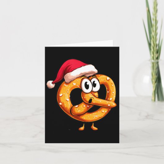 Awesome Festive Pretzel With Santa Claus Hat Costu Kaart (Voorkant)