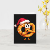 Awesome Festive Pretzel With Santa Claus Hat Costu Kaart (Gele Bloem)