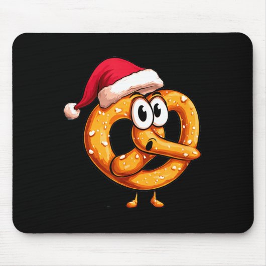 Awesome Festive Pretzel With Santa Claus Hat Costu Muismat (Voorkant)