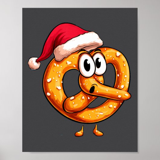 Awesome Festive Pretzel With Santa Claus Hat Costu Poster (Voorkant)
