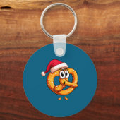 Awesome Festive Pretzel With Santa Claus Hat Costu Sleutelhanger (Voorkant)