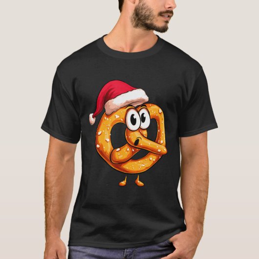 Awesome Festive Pretzel With Santa Claus Hat Costu T-shirt (Voorkant)