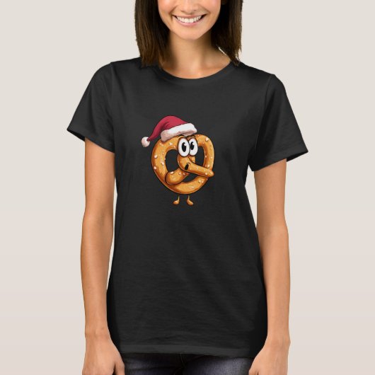 Awesome Festive Pretzel with Santa Claus Hat Costu T-shirt (Voorkant)