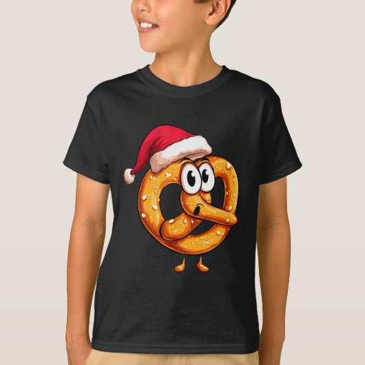 Awesome Festive Pretzel With Santa Claus Hat Costu T-shirt (Voorkant)