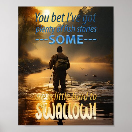 Awesome Fish Stories Fishing In A Mountain Stream Poster (Voorkant)