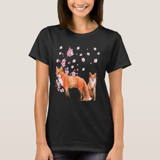 Awesome Foxes Lovers Shirt Japanese Cherry Flower (Voorkant)