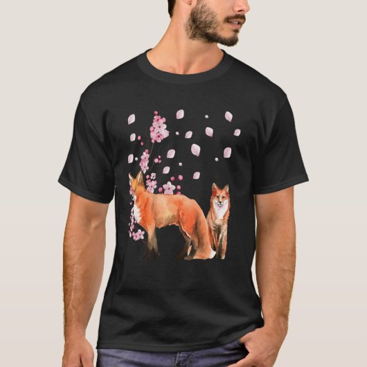 Awesome Foxes Lovers Shirt Japanese Cherry Flower  (Voorkant)