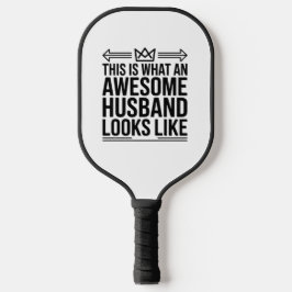 Awesome Husband Crown Typography Pickleball Paddle