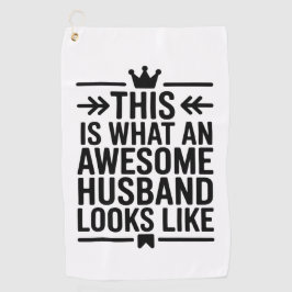 Awesome Husband Minimal Typography Golfhanddoek