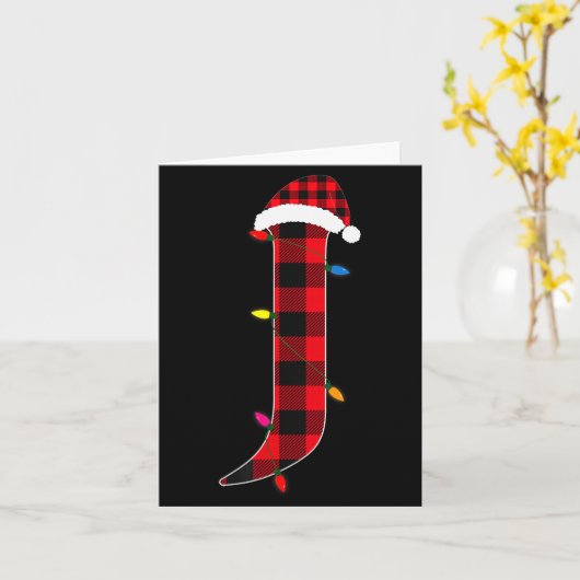 Awesome Letter J Initial Name Buffalo Plaid Christ Kaart (Gele Bloem)
