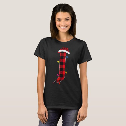 Awesome Letter J Initial Name Buffalo Plaid Christ T-shirt (Voorkant volledig)