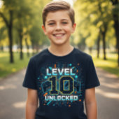 Awesome Level 10 Unlocked Gamer Kids Birthday Tee T-shirt