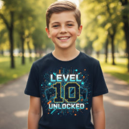 Awesome Level 10 Unlocked Gamer Kids Birthday Tee T-shirt