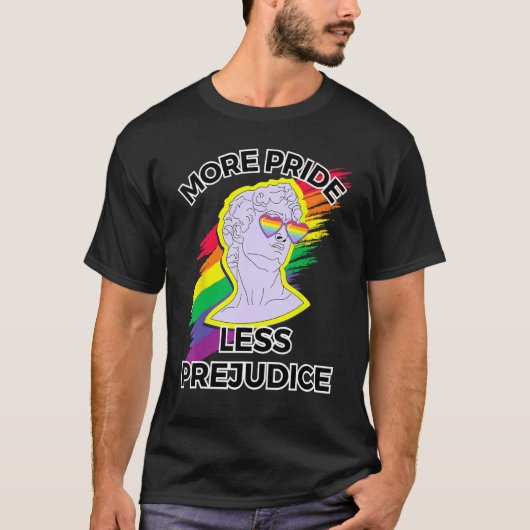 awesome lgbt pride love more pride less prejudice t-shirt (Voorkant)