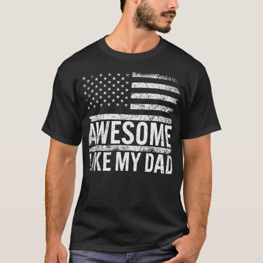 Awesome Like My Dad American Flag Fathers Day Men  T-shirt (Voorkant)