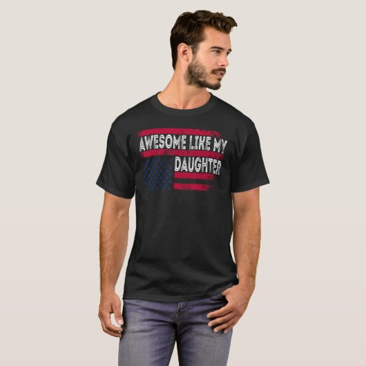 Awesome Like My Daughter  Retro Father s Day USA F T-shirt (Voorkant volledig)