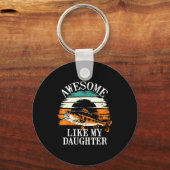 Awesome Like My Daughter Retro Fishing Dad Funny F Sleutelhanger (Voorkant)