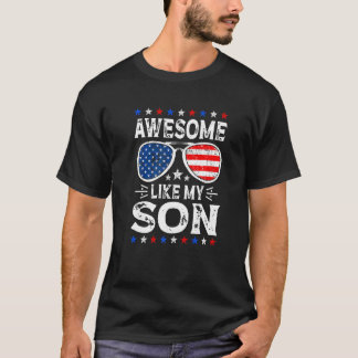 Awesome Like My Son Retro American Flag Parents' D T-shirt