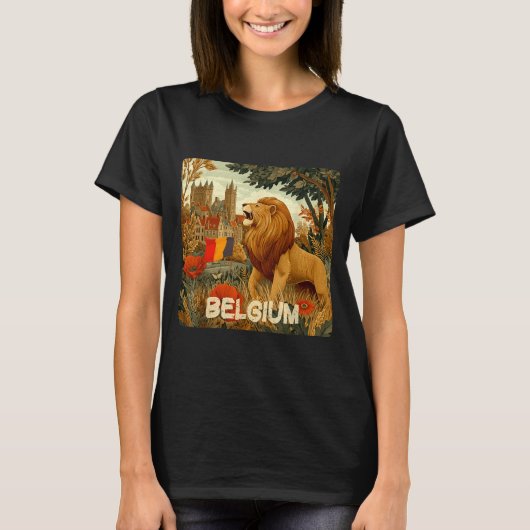 Awesome Lion In Belgium Colors Costume T-shirt (Voorkant)