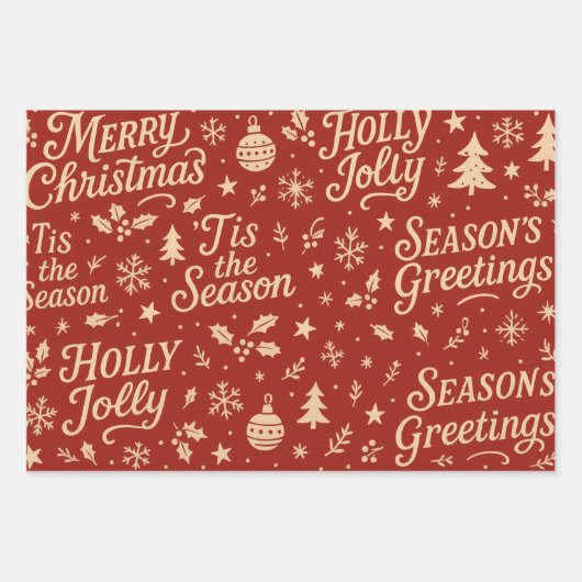 Awesome Merry Christmas phrase pattern Inpakpapier Vel (Voorkant 2)