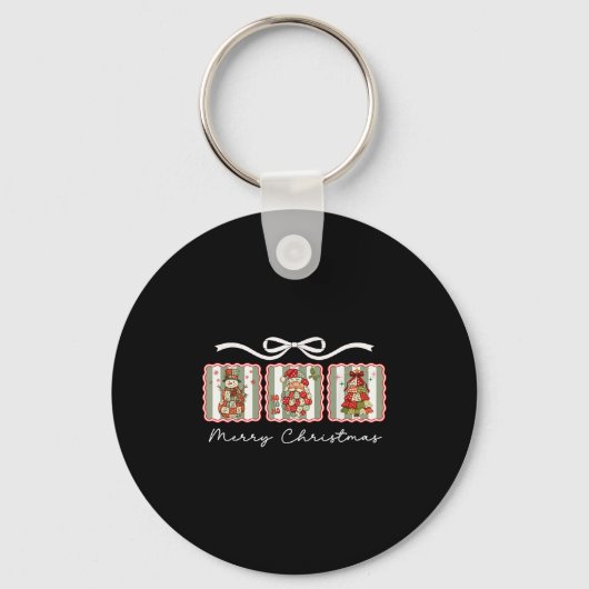 Awesome Patchwork Santa Merry Christmas Sleutelhanger (Voorkant)
