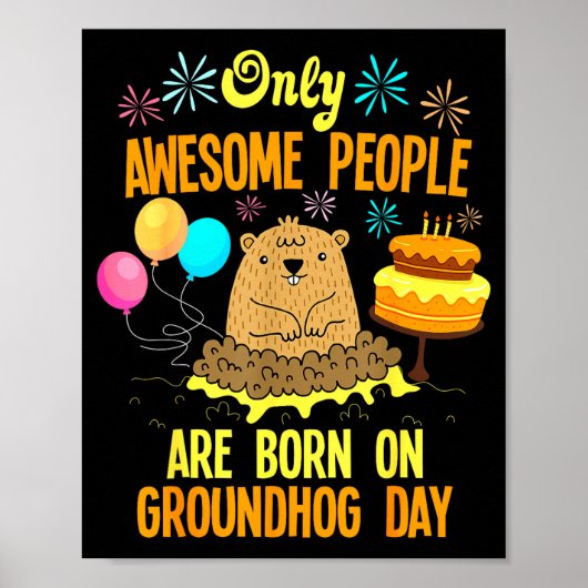 Awesome People Born On Groundhog Day Funny Anniver Poster (Voorkant)