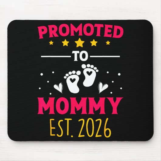 Awesome Promoted To Mommy 2026 Pregnancy Announcem Muismat (Voorkant)