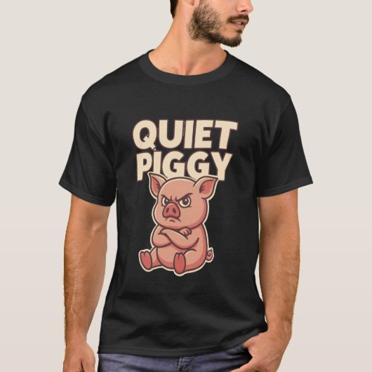 Awesome Quiet Piggy, Funny Pig Joke, Piggy Lovers, T-shirt (Voorkant)