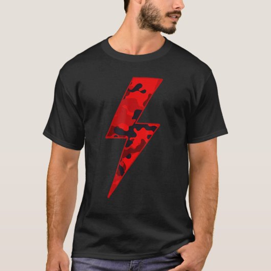Awesome RED CAMO Lightning Bolt T-shirt (Voorkant)
