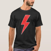 Awesome Retro Distressed RED & WHITE Lightning Bol T-shirt (Voorkant)