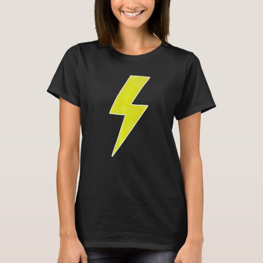 Awesome Retro Distressed YELLOW & WHITE Lightning T-shirt (Voorkant)