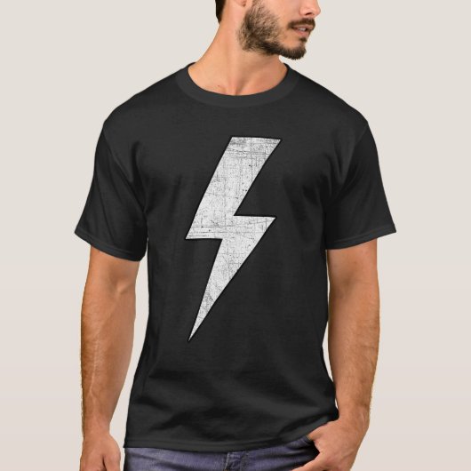Awesome Retro Front & Back BLACK & WHITE Lightning T-shirt (Voorkant)