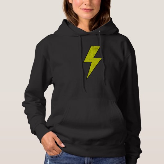 Awesome Retro Front & Back BLACK & YELLOW Lightnin Hoodie (Voorkant)