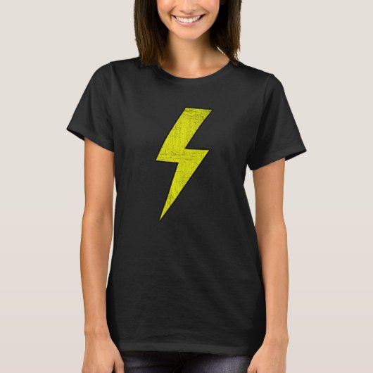 Awesome Retro Front & Back BLACK & YELLOW Lightnin T-shirt (Voorkant)