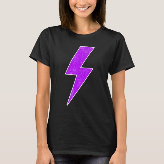 Awesome Retro Front & Back PURPLE & WHITE Lightnin T-shirt (Voorkant)