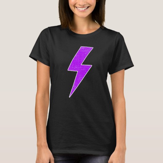 Awesome Retro Front & Back PURPLE & WHITE Lightnin T-shirt (Voorkant)