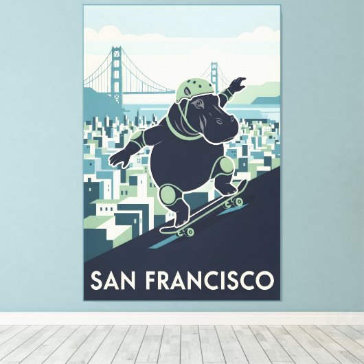 Awesome San Francisco WPA styled canvas print (Insitu (Houten vloer))