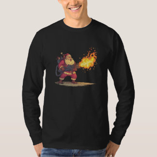 Awesome Santa Claus with Flamethrower Costume T-shirt