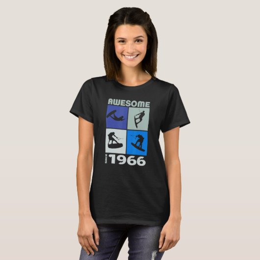 Awesome since 1966 Wakeboard lifestyle 1 T-shirt (Voorkant volledig)