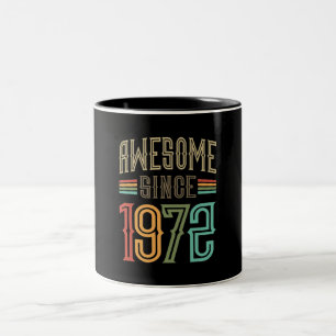 Awesome Since 1972 50th Birthday Funny Retro Tweekleurige Koffiemok