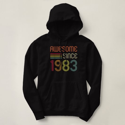Awesome Since 1983 39th Birthday Retro Hoodie (Design voorkant)