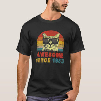 Awesome Since 1983 40Th Birthday Gifts Cat Lover T-shirt