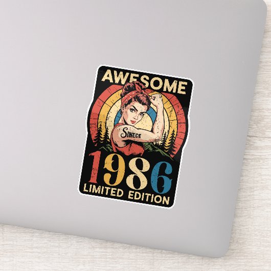 Awesome Since 1986 Retro 40th Women's Birthday Sticker (Detail)
