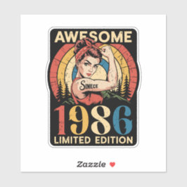 Awesome Since 1986 Retro 40th Women's Birthday  Sticker