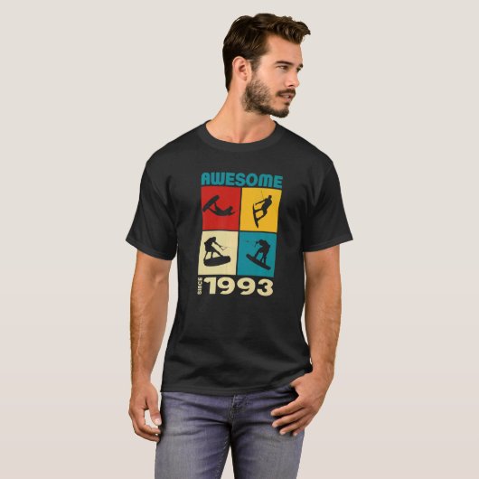 Awesome since 1993 Wakeboard lifestyle 1 T-shirt (Voorkant volledig)