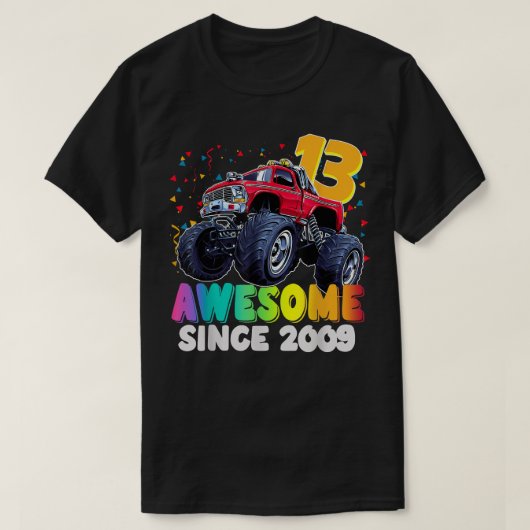 Awesome Since 2009 13th Birthday Boy Monster Truck T-shirt (Design voorkant)