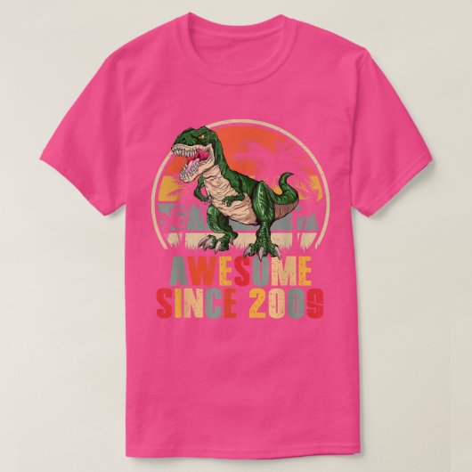 Awesome Since 2009 Dinosaur Boy 13th Birthday 13 Y T-shirt (Design voorkant)